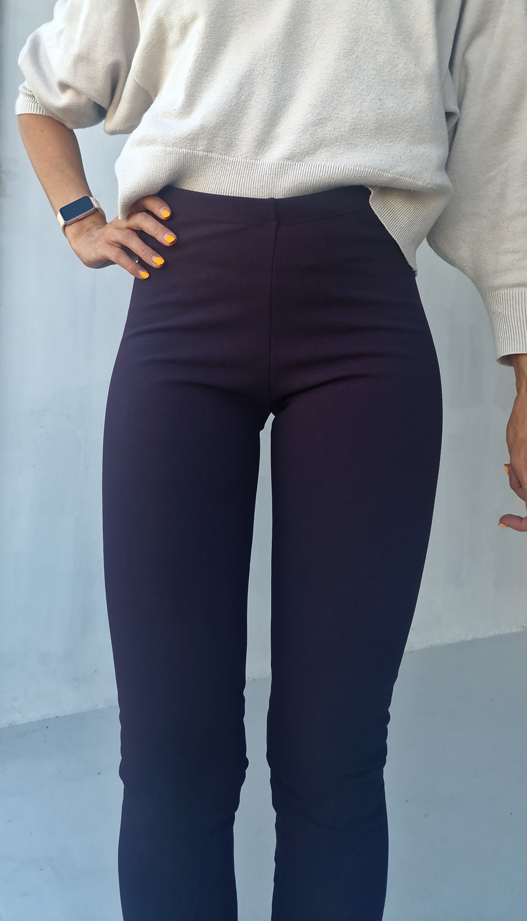 Legging aubergine fleece | tall | lengte 34 en 36