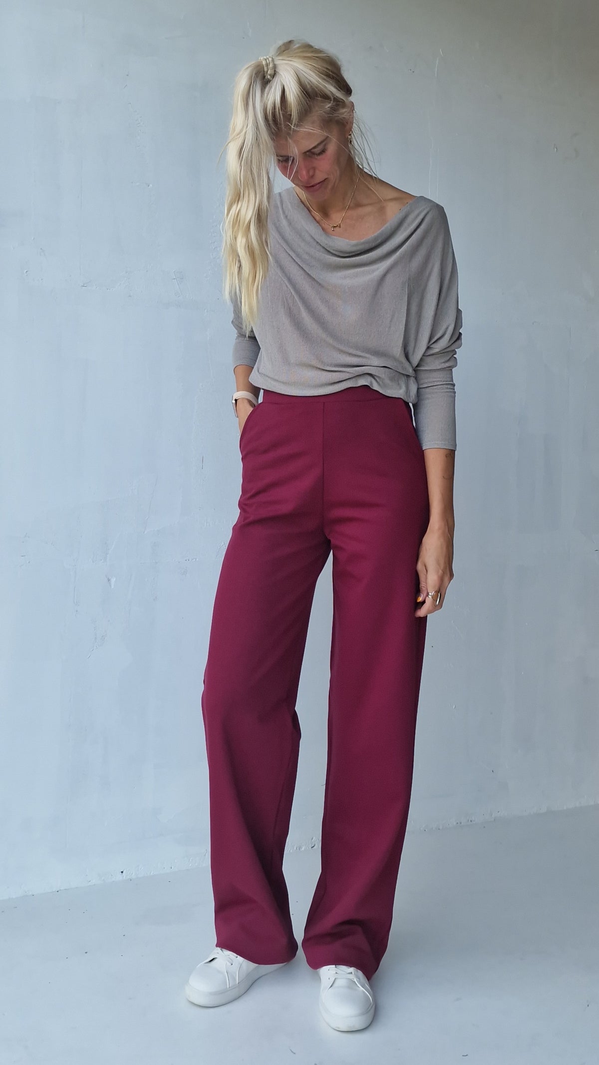 RESERVEER NU: Extra lange wide leg | bordeaux | tall | lengte 34 & 36