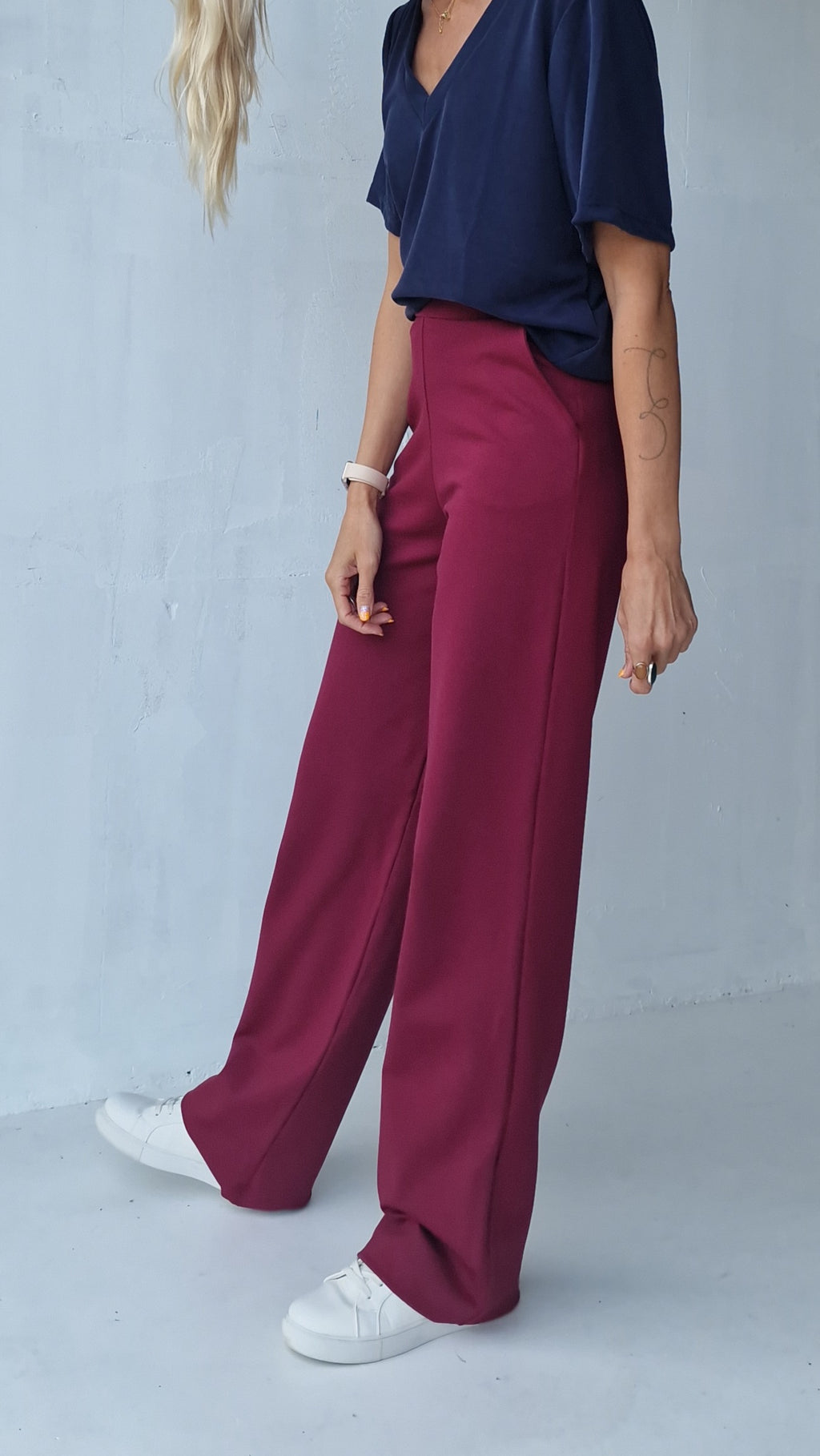 Extra lange wide leg | bordeaux | tall | lengte 34 & 36