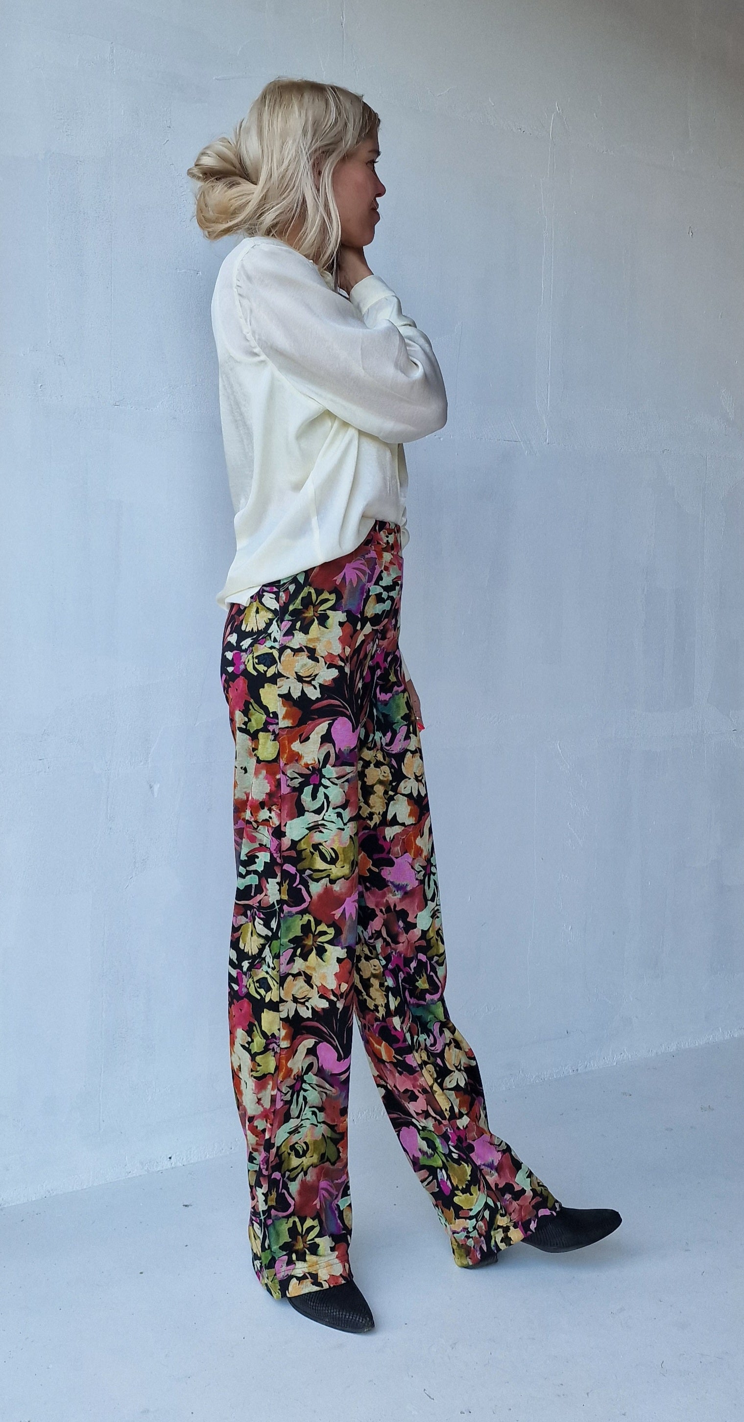 Extra lange wide leg | flowerprint | tall | lengtemaat 36