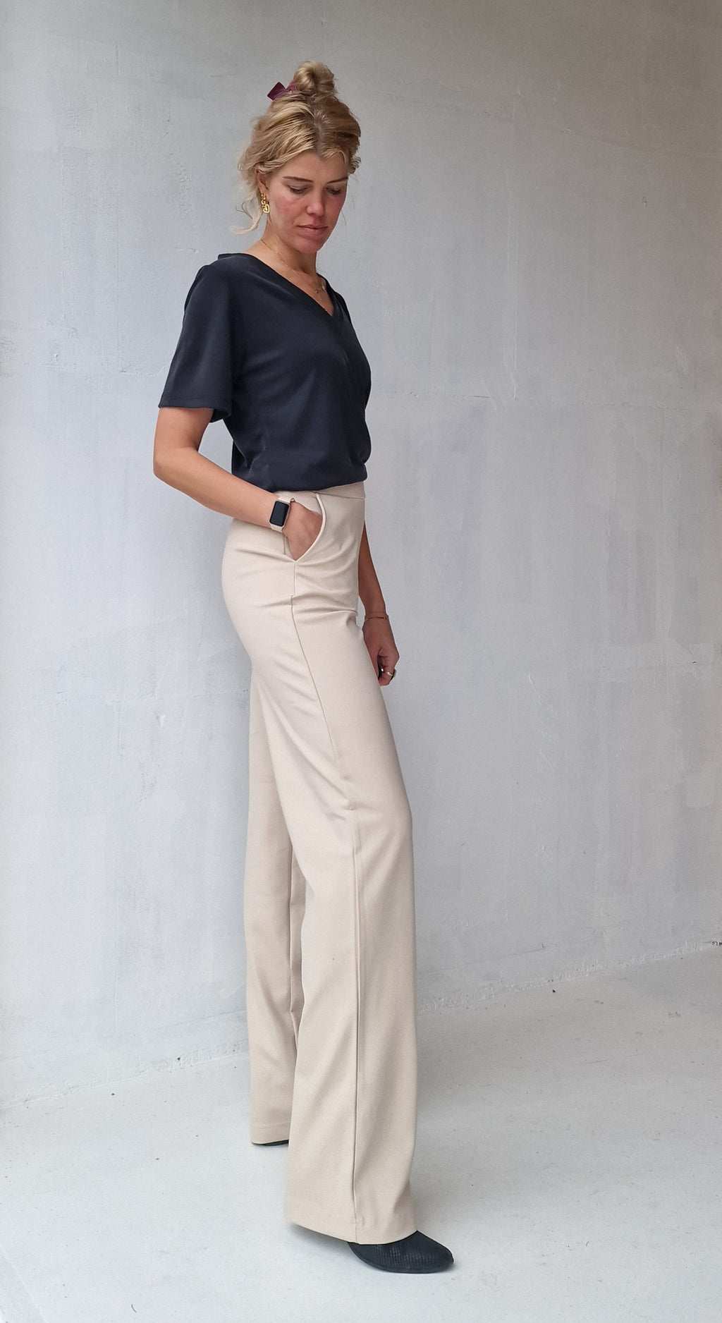 Extra lange wide leg | ecru | tall | lengtemaat 36