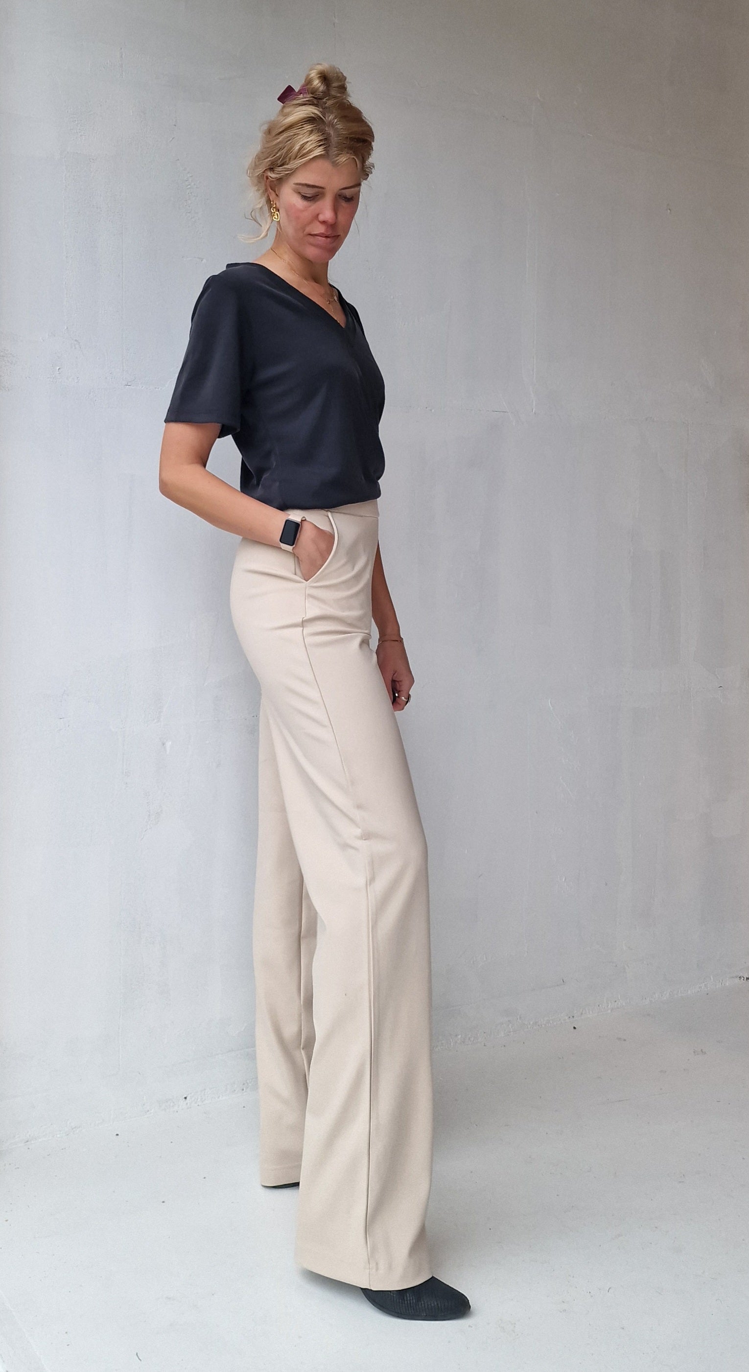 Extra lange wide leg | ecru | tall | lengtemaat 36