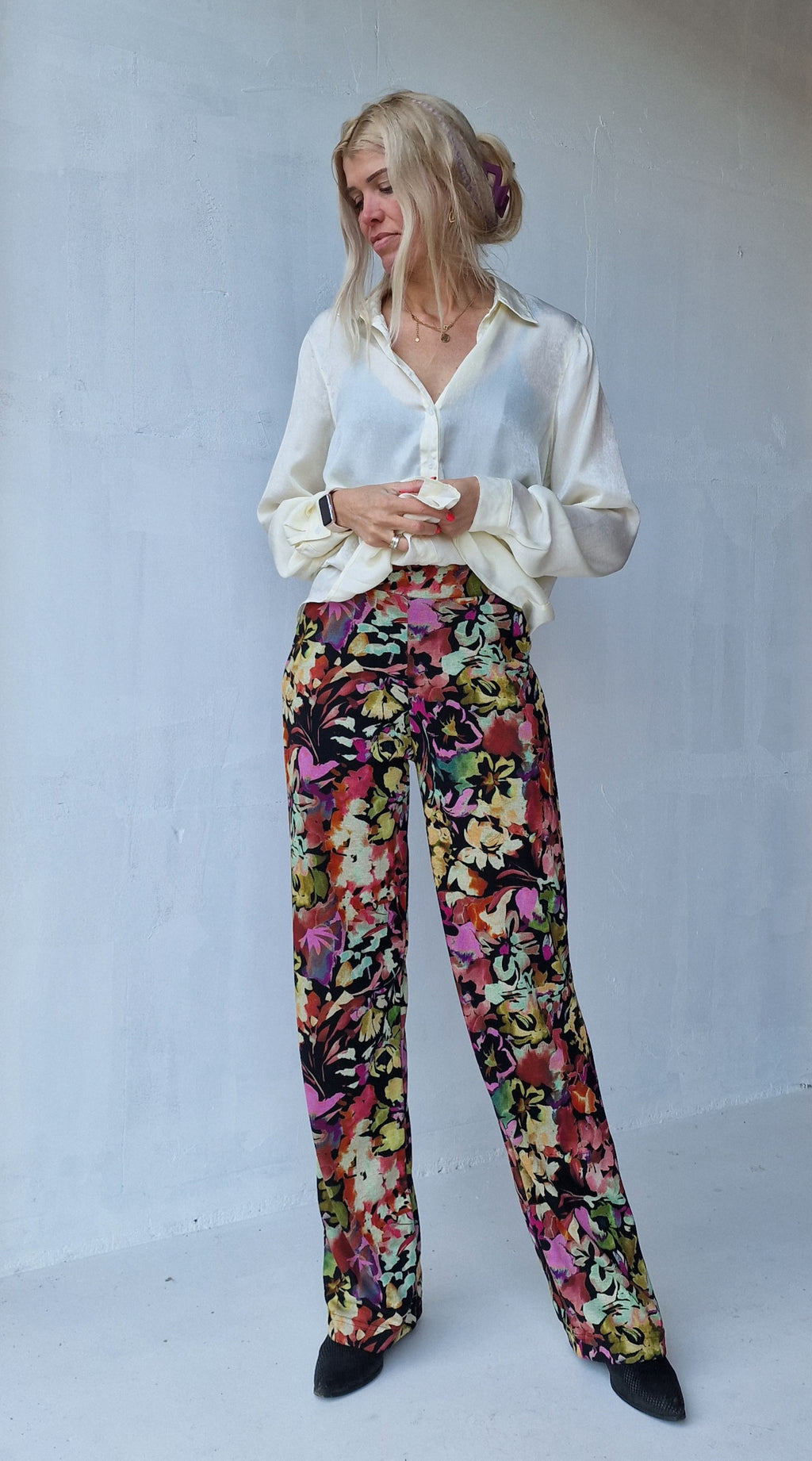 Extra lange wide leg | flowerprint | tall | lengtemaat 36