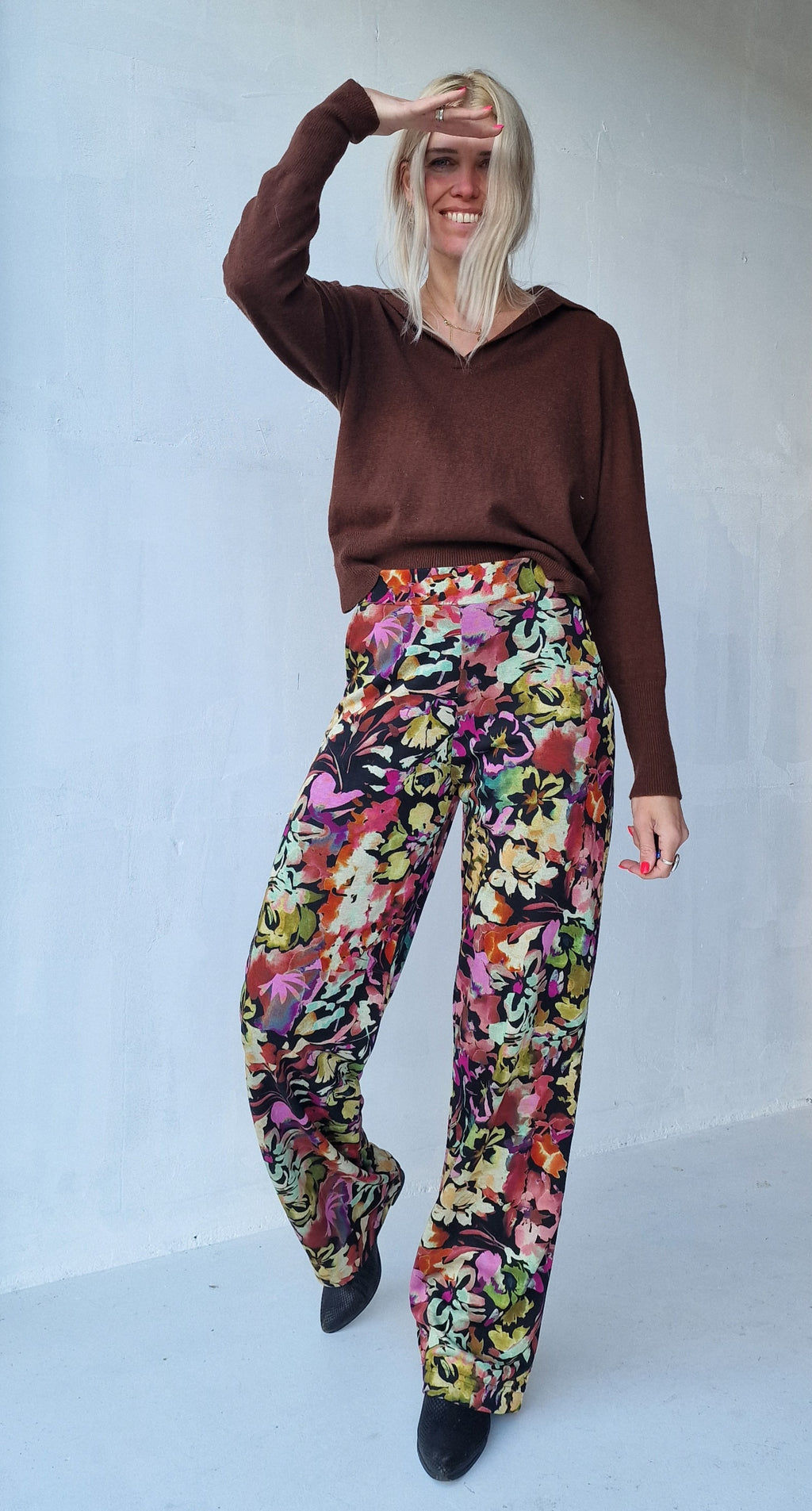 Extra lange wide leg | flowerprint | tall | lengtemaat 36