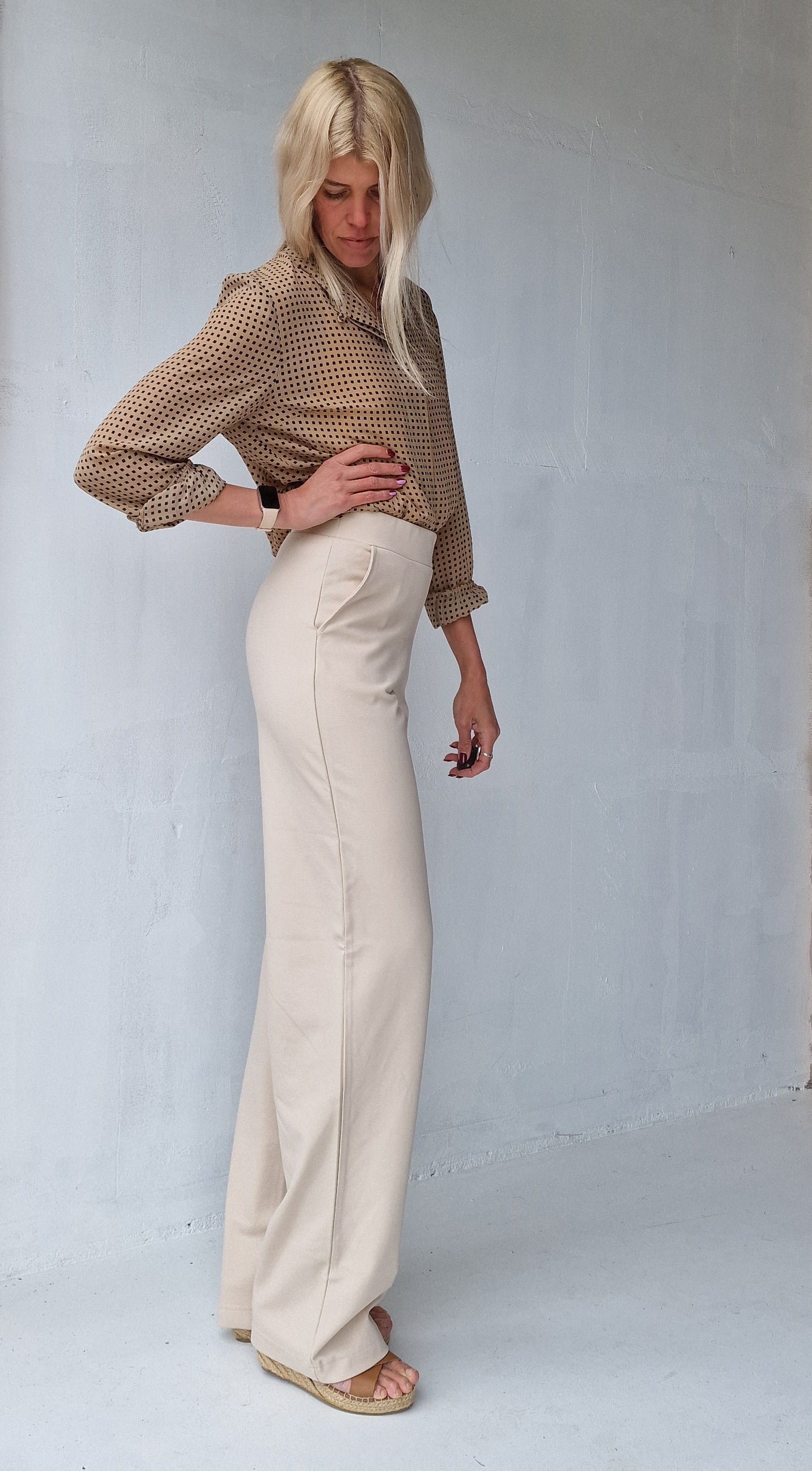 Extra lange wide leg | ecru | tall | lengtemaat 36